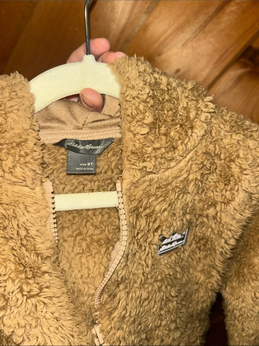 Eddie Bauer tan teddy plush toddler 3T zip up jacket